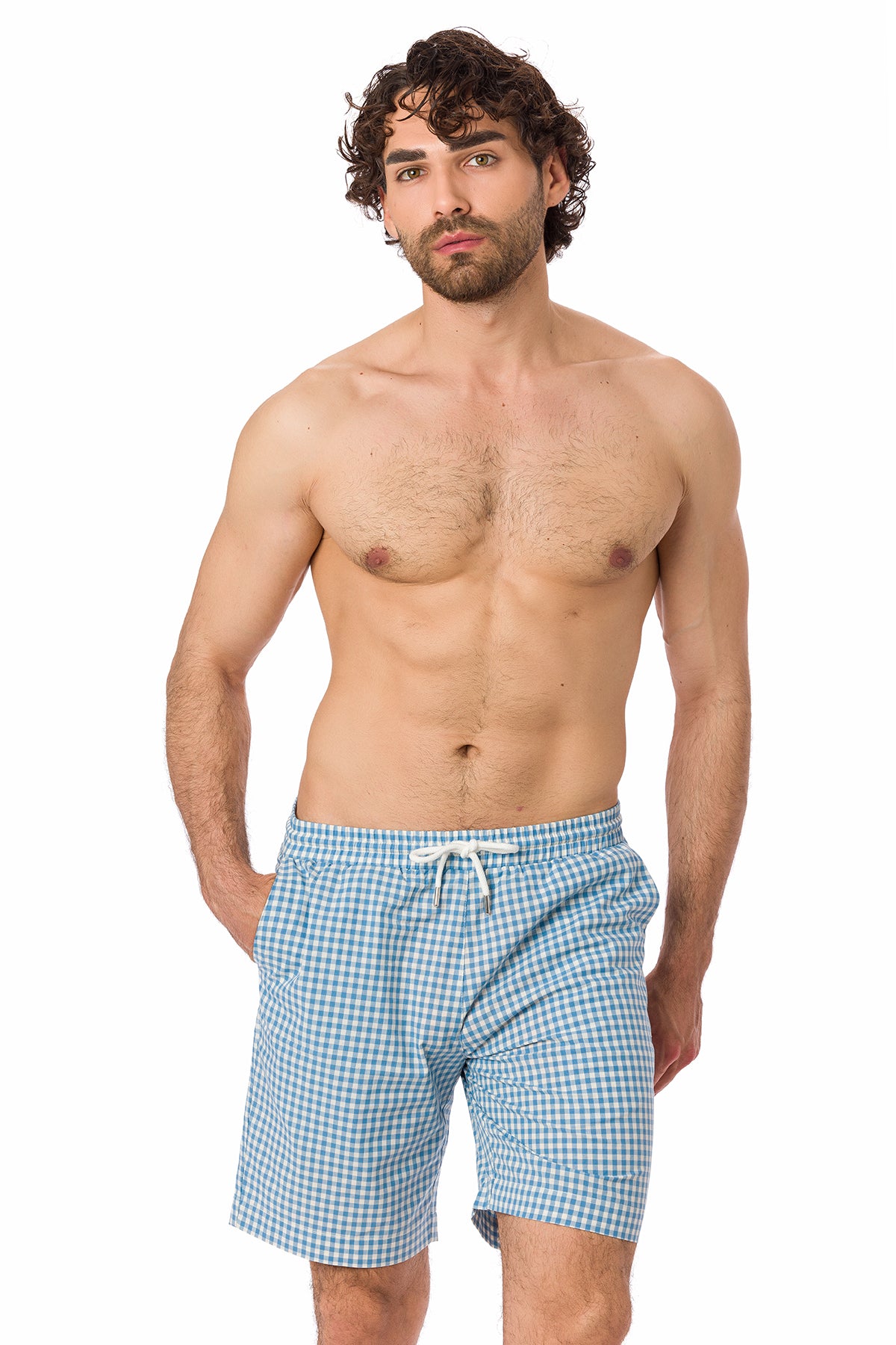 Suvi NYC Men's Checkered Pattern Shorts. Bermuda Casual Summer Cotton