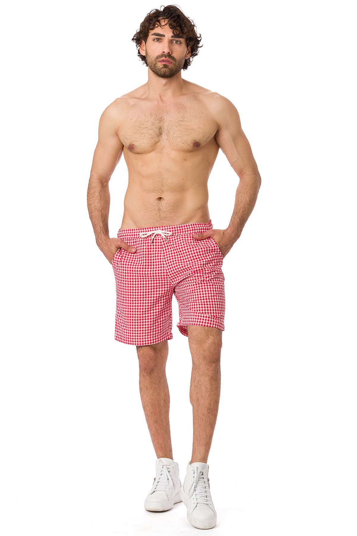 Suvi NYC Men's Checkered Pattern Shorts. Bermuda Casual Summer Cotton