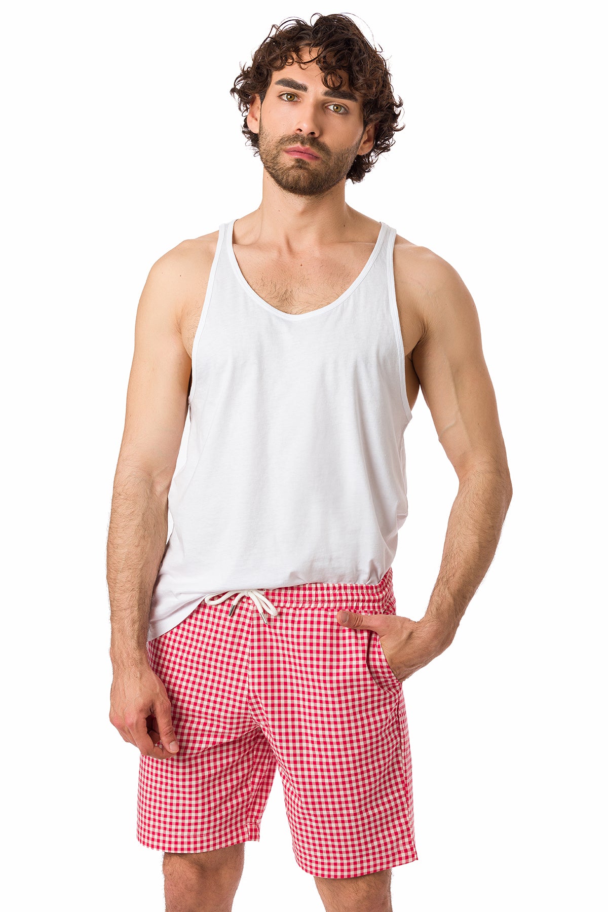 Suvi NYC Men's Checkered Pattern Shorts. Bermuda Casual Summer Cotton