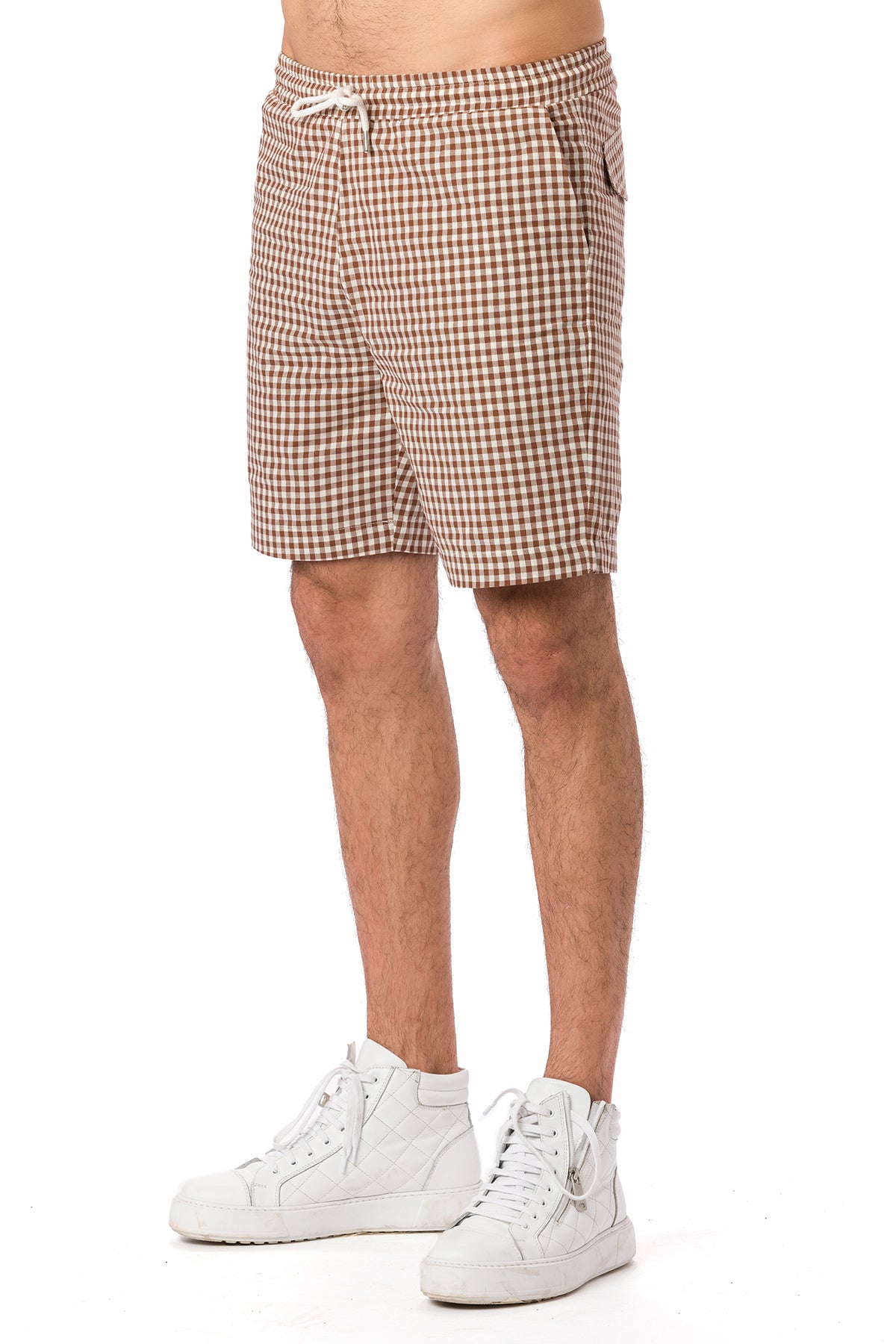 Suvi NYC Men's Checkered Pattern Shorts. Bermuda Casual Summer Cotton