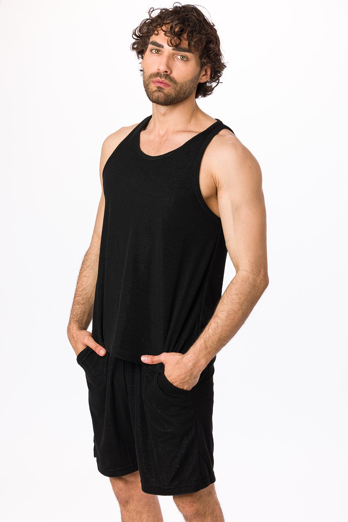 Suvi NYC Men's 2-Set Shorts 100% Turkish Terry cotton 2 Side Pockets Gym. Work Out. Yoga, Fitness. Pajama set.
