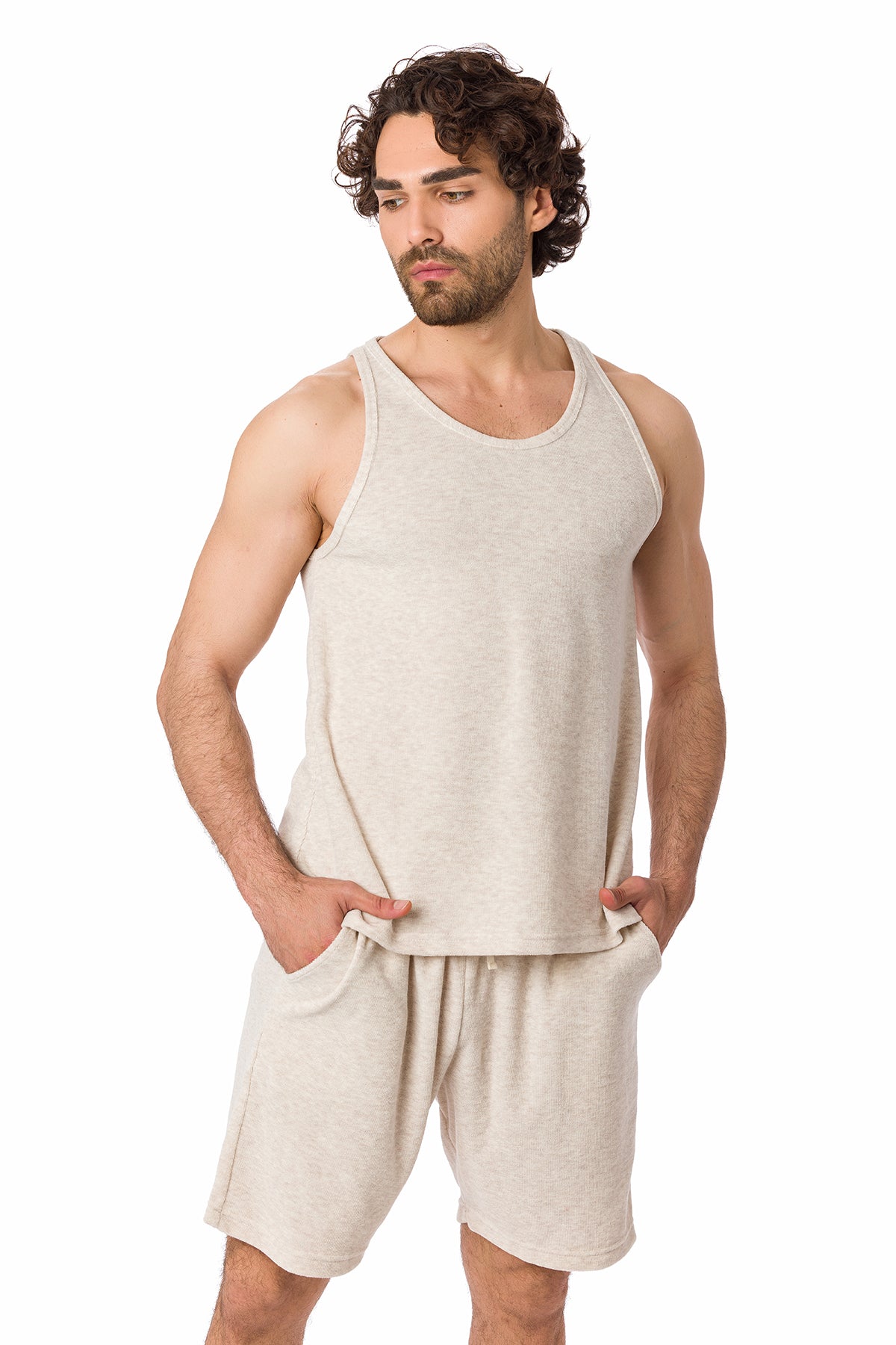 Suvi NYC Men's 2-Set Shorts 100% Turkish Terry cotton 2 Side Pockets Gym. Work Out. Yoga, Fitness. Pajama set.