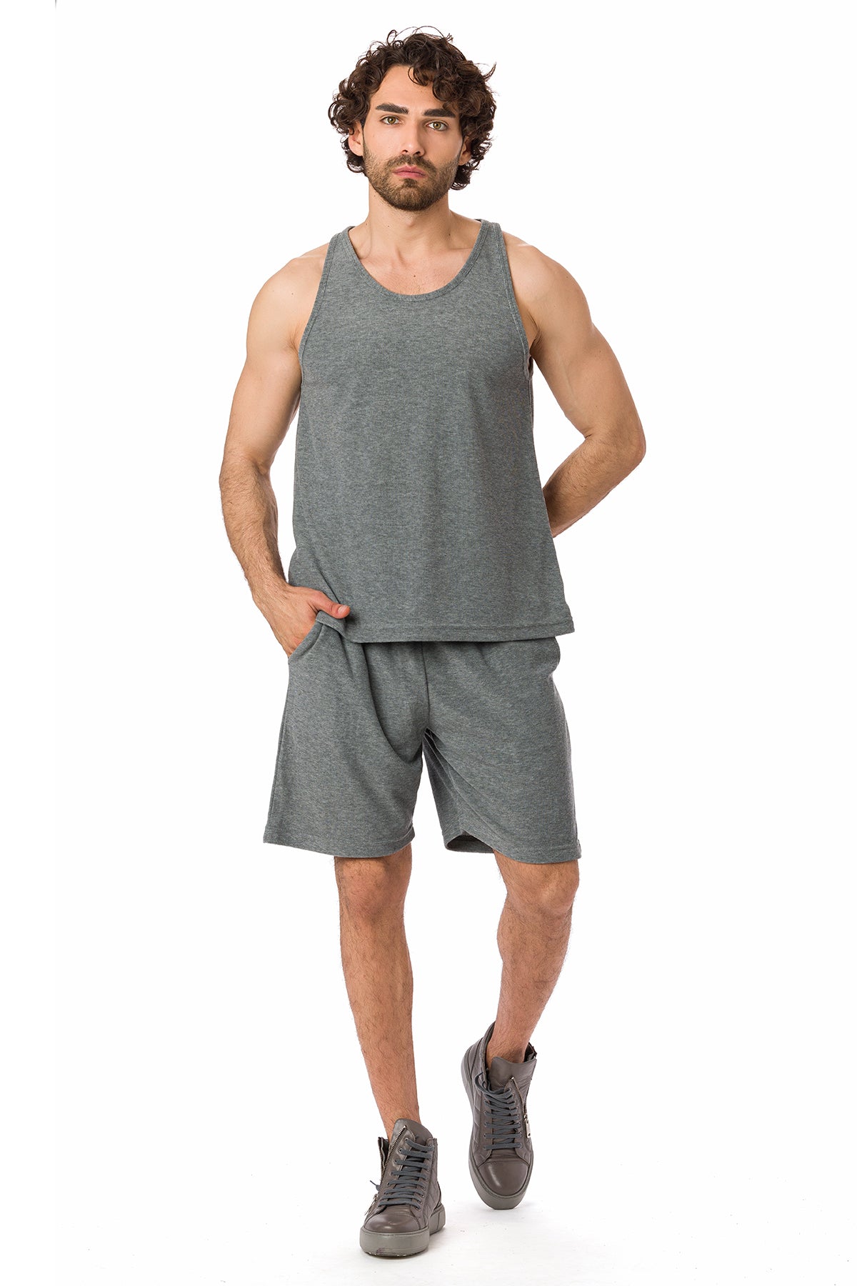 Suvi NYC Men's 2-Set Shorts 100% Turkish Terry cotton 2 Side Pockets Gym. Work Out. Yoga, Fitness. Pajama set.