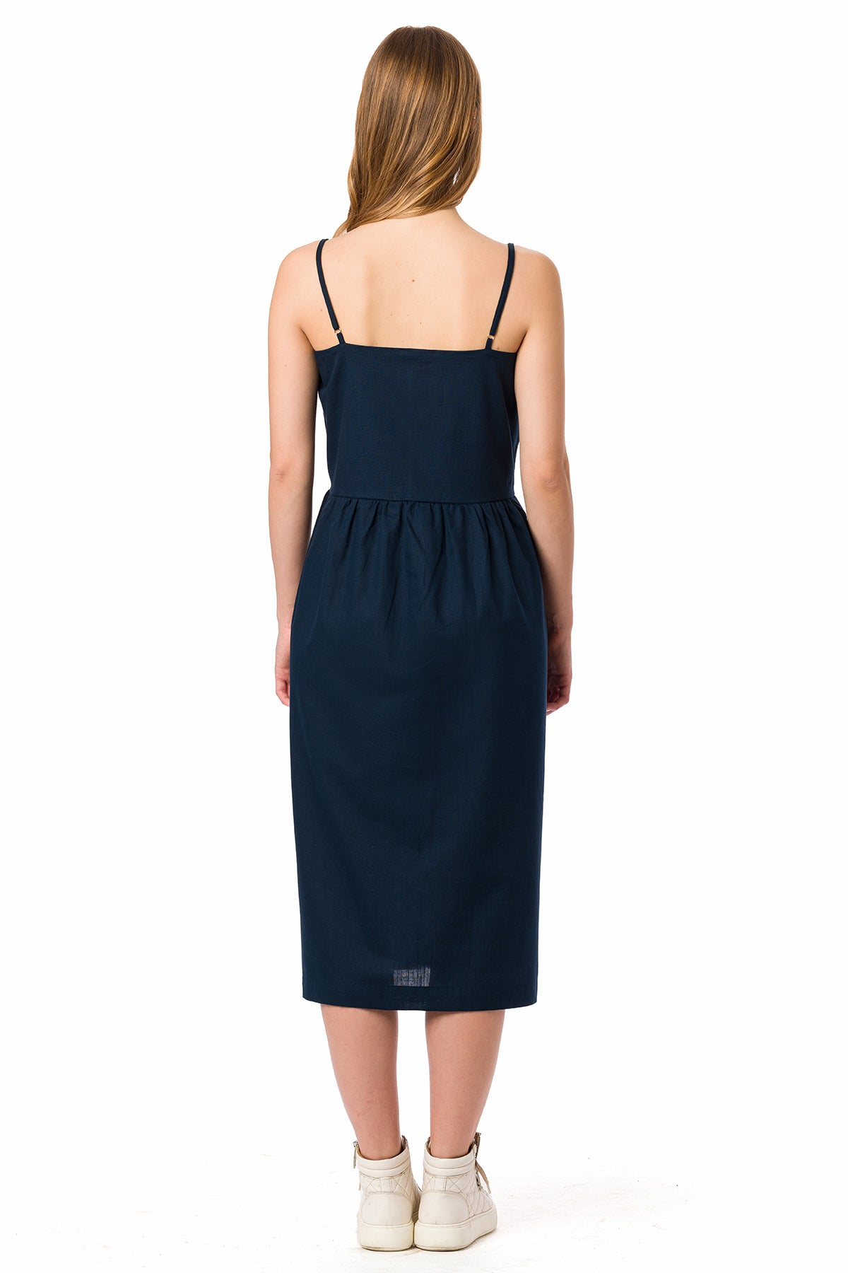 Suvi NYC women's botton-up strap dress 100% quality Turkish cotton preferred for summer.