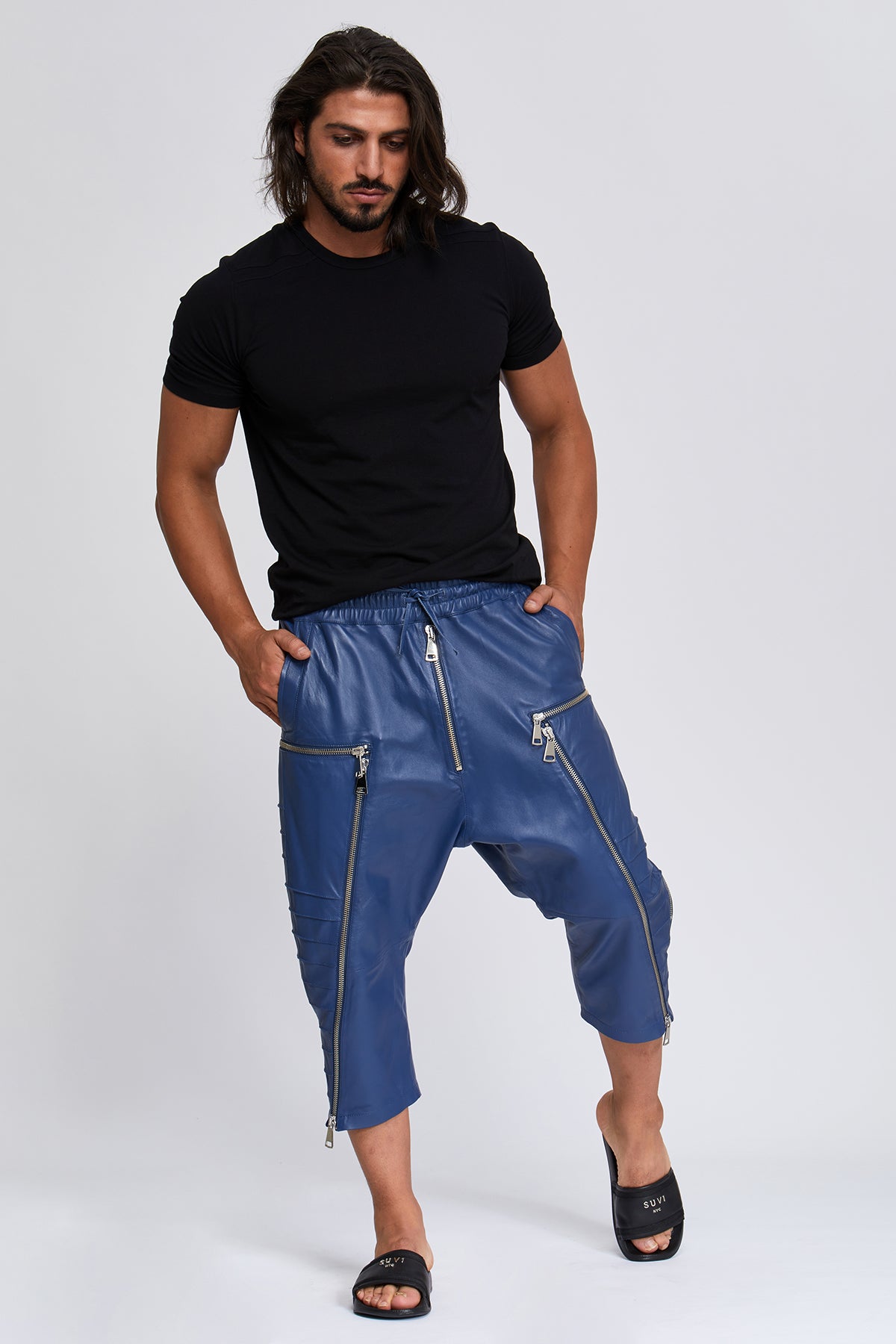 Suvi NYC Men's capri leather pants. Real Turkish leather. Lambskin. Soft. luxurious, high-end pants