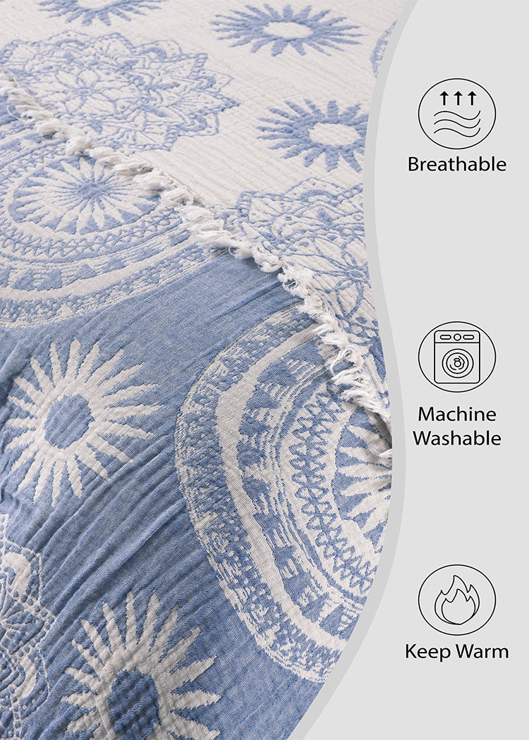 Suvi NYC Throw Blanket, 100 % Quality Turkish Cotton, Lightweight Super Soft Warm Blanket Bed Couch, All Seasons, 86X90 Queen Size