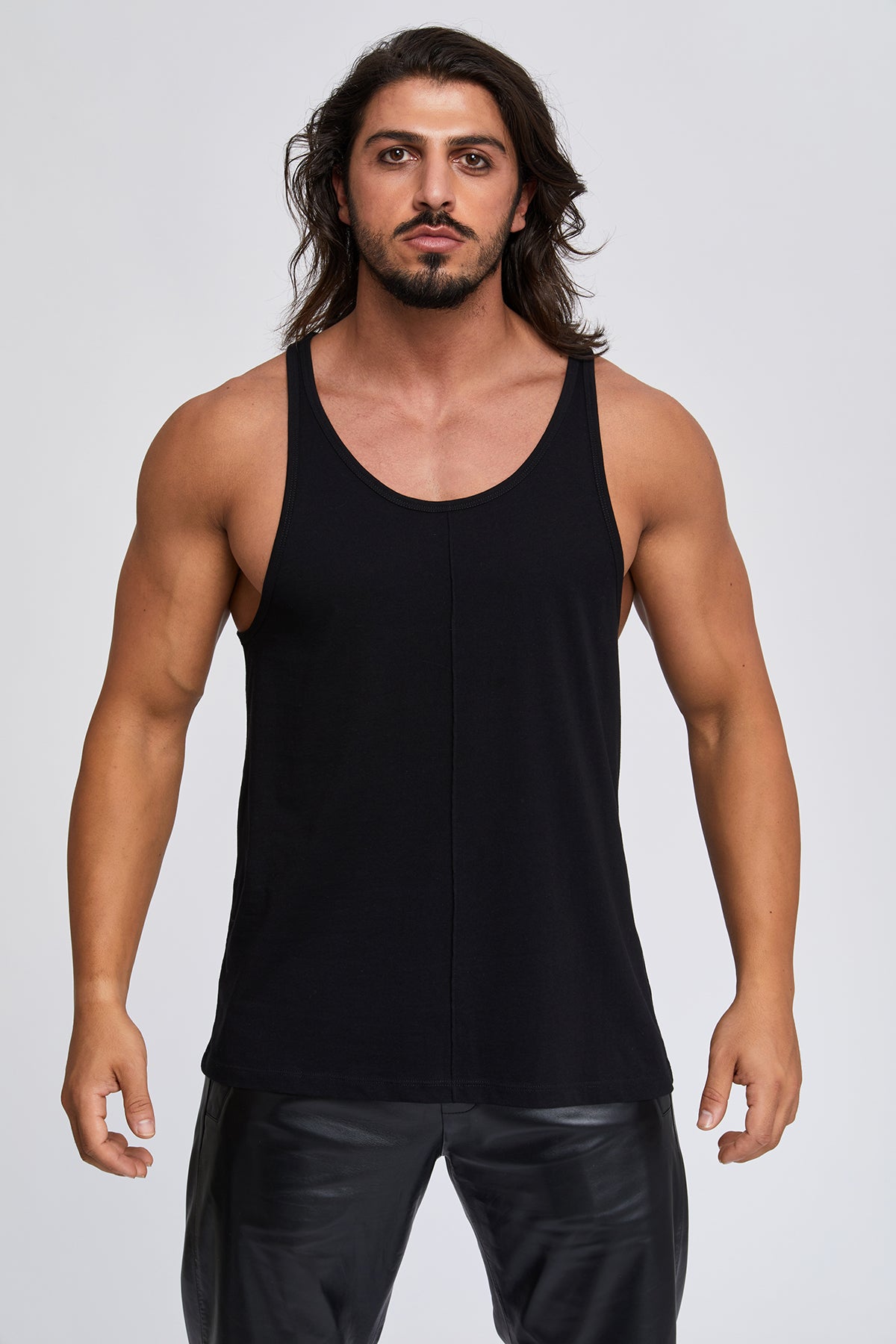 Men's tank tops. 100 % Turkish Pima cotton. Middle center front and middle center back pintuck preshrunk. Sports. Gym. Work Out. Yoga.