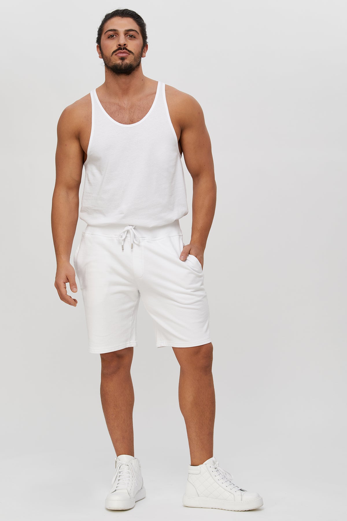 Men's sports shorts. 100 % Turkish Pima cotton. Preshrunk. Side Pockets. Drawstring elastic waist band.. Gym. Work Out. Yoga, Fitness.