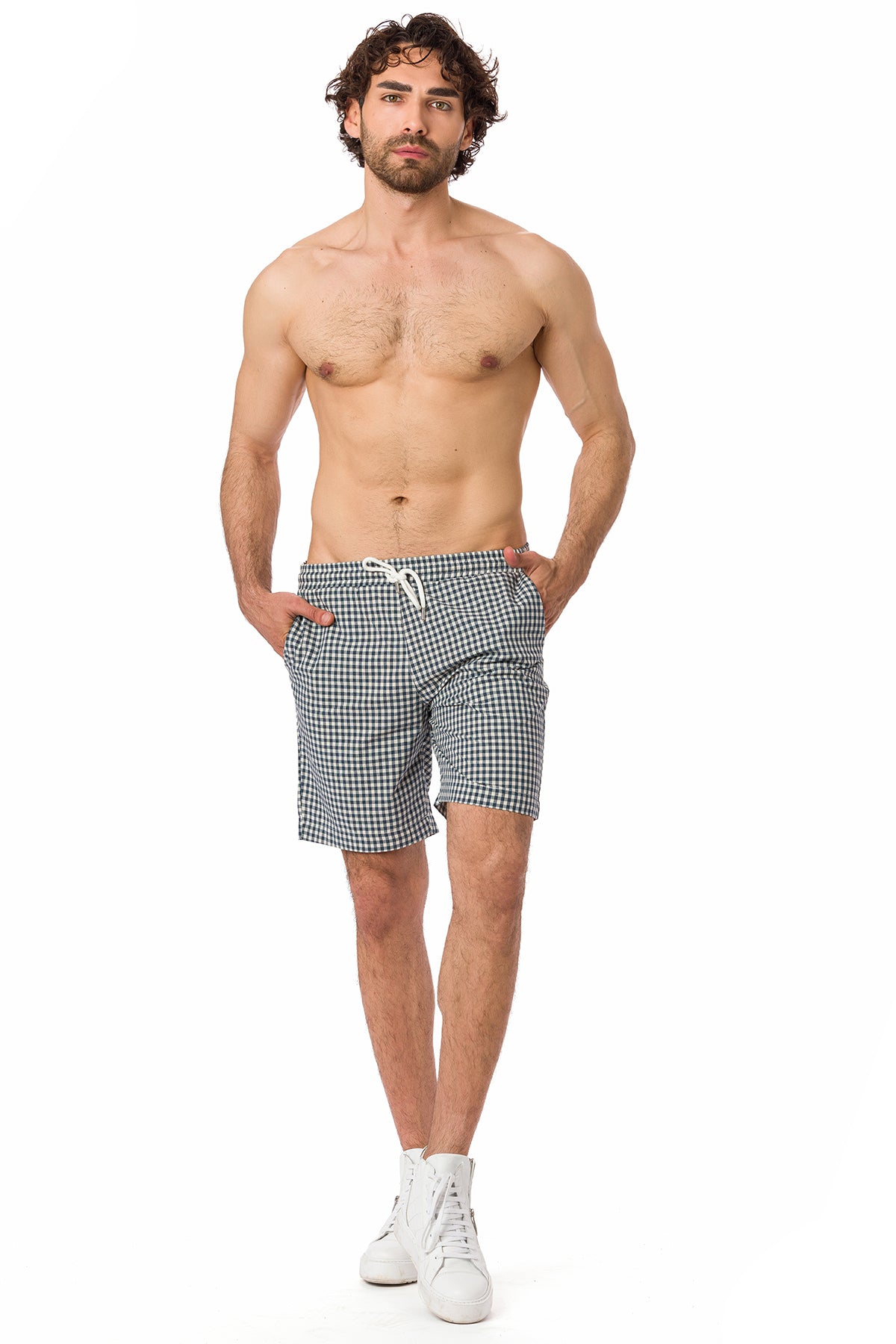 Suvi NYC Men's Checkered Pattern Shorts. Bermuda Casual Summer Cotton