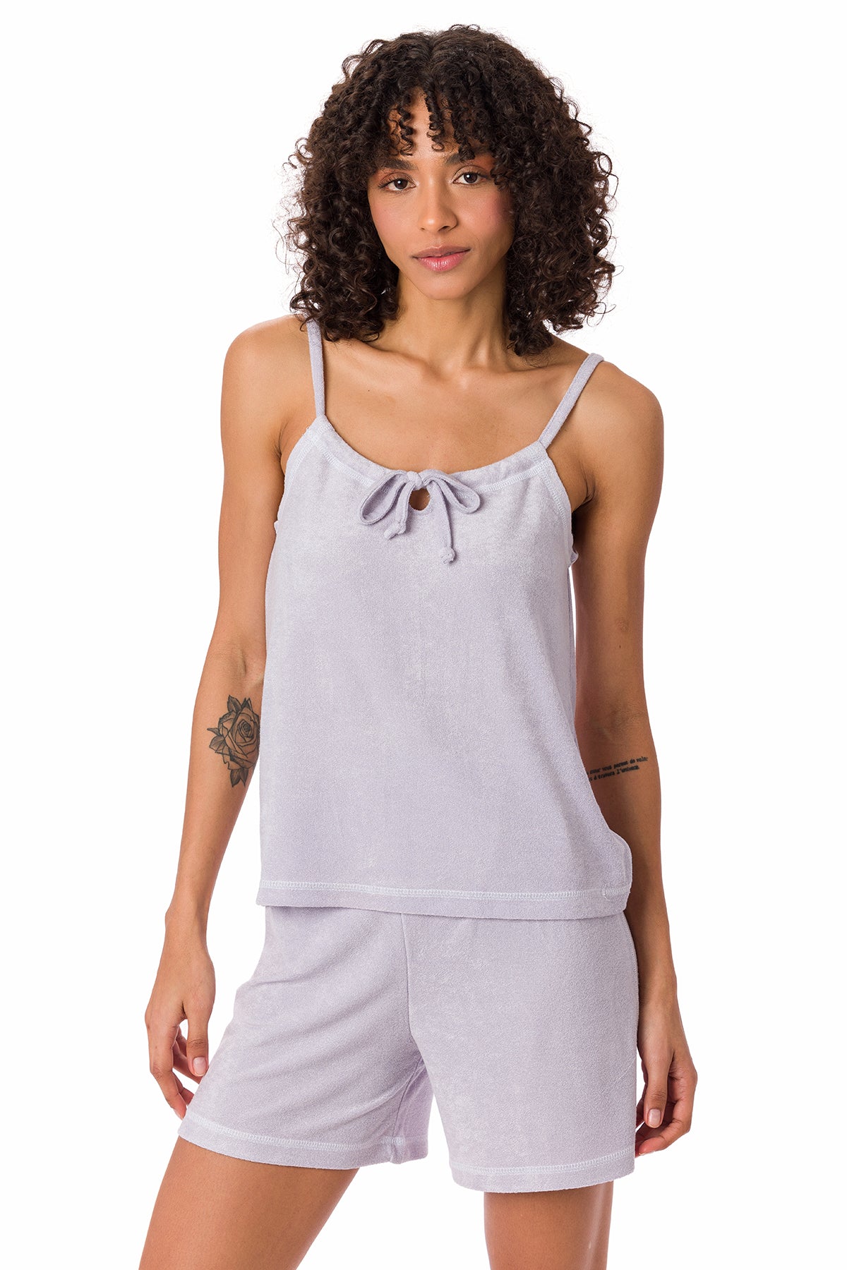 Suvi NYC women's 2-piece short and tank top pajama set . Terry Cotton