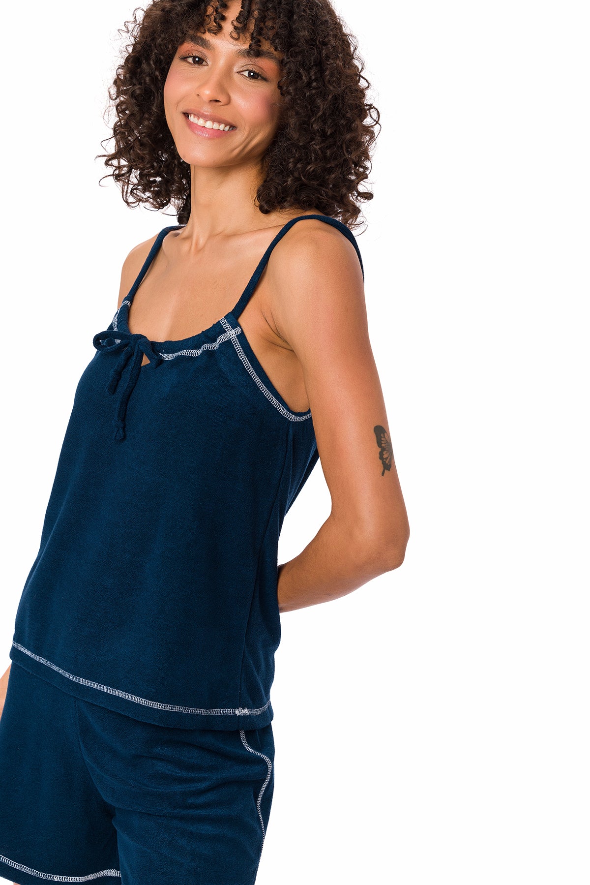 Suvi NYC women's 2-piece short and tank top pajama set . Terry Cotton