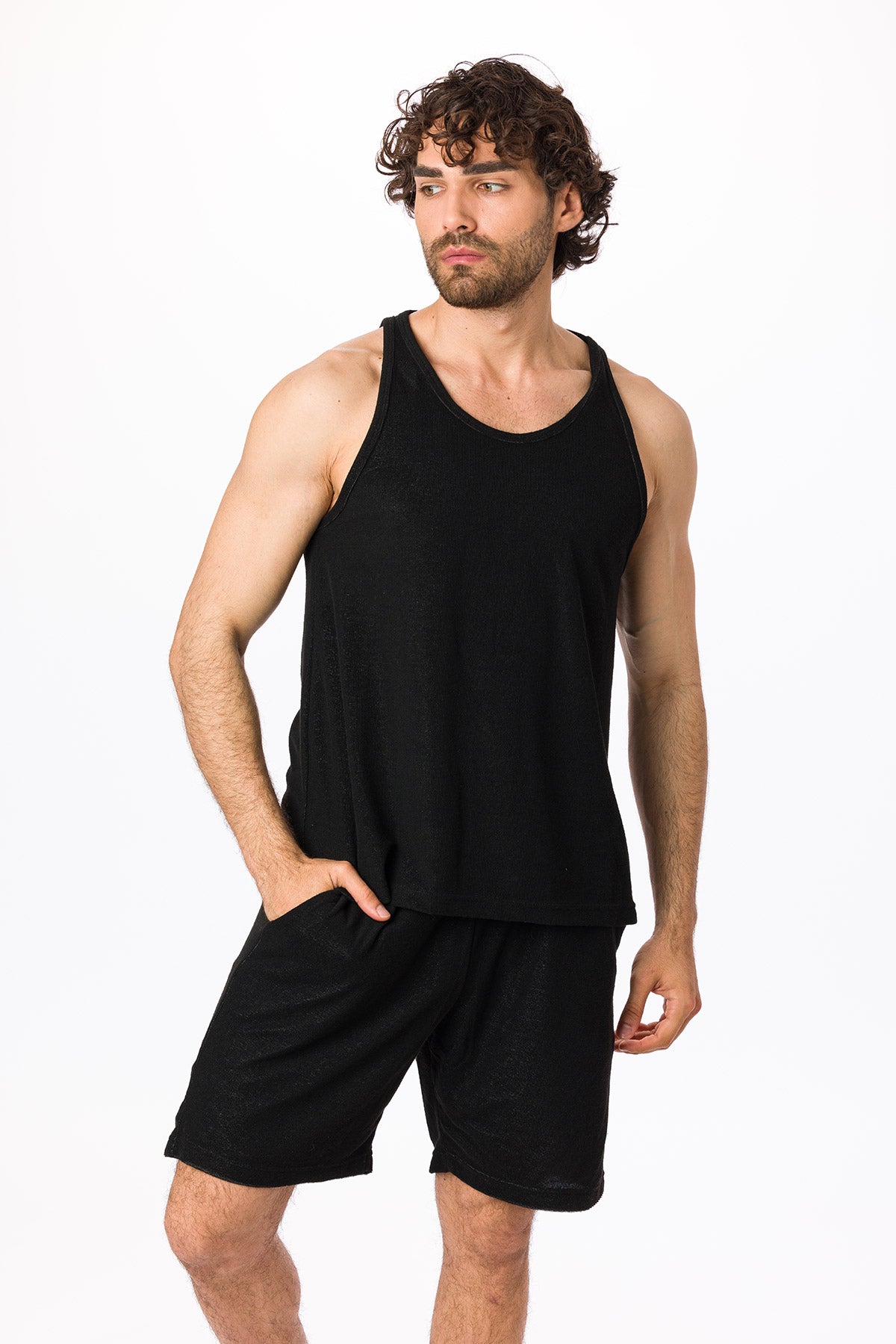 Suvi NYC Men's 2-Set Shorts 100% Turkish Terry cotton 2 Side Pockets Gym. Work Out. Yoga, Fitness. Pajama set.