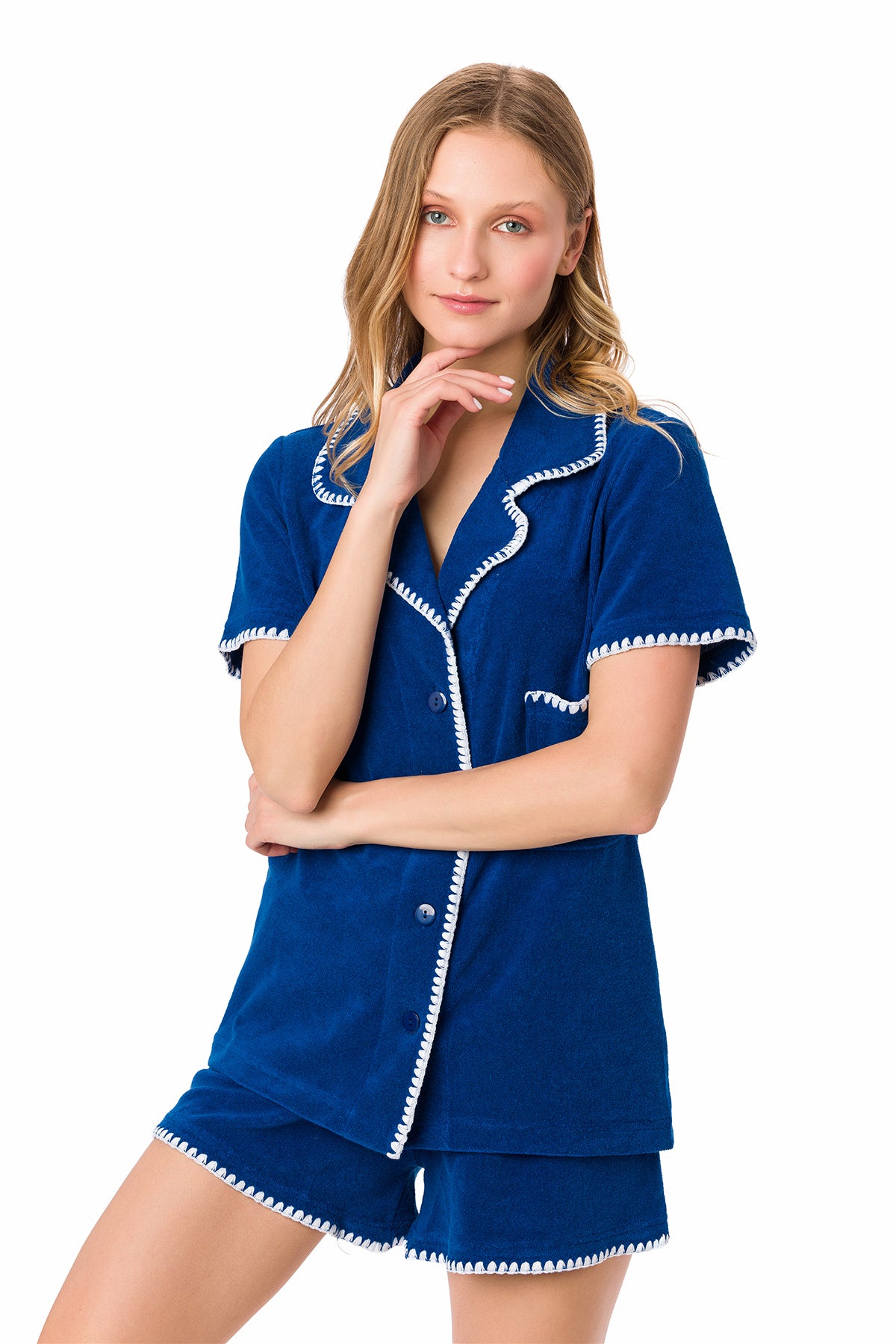 Suvi NYC women's 3-piece short-pants and jacket pajama set . Terry Cotton