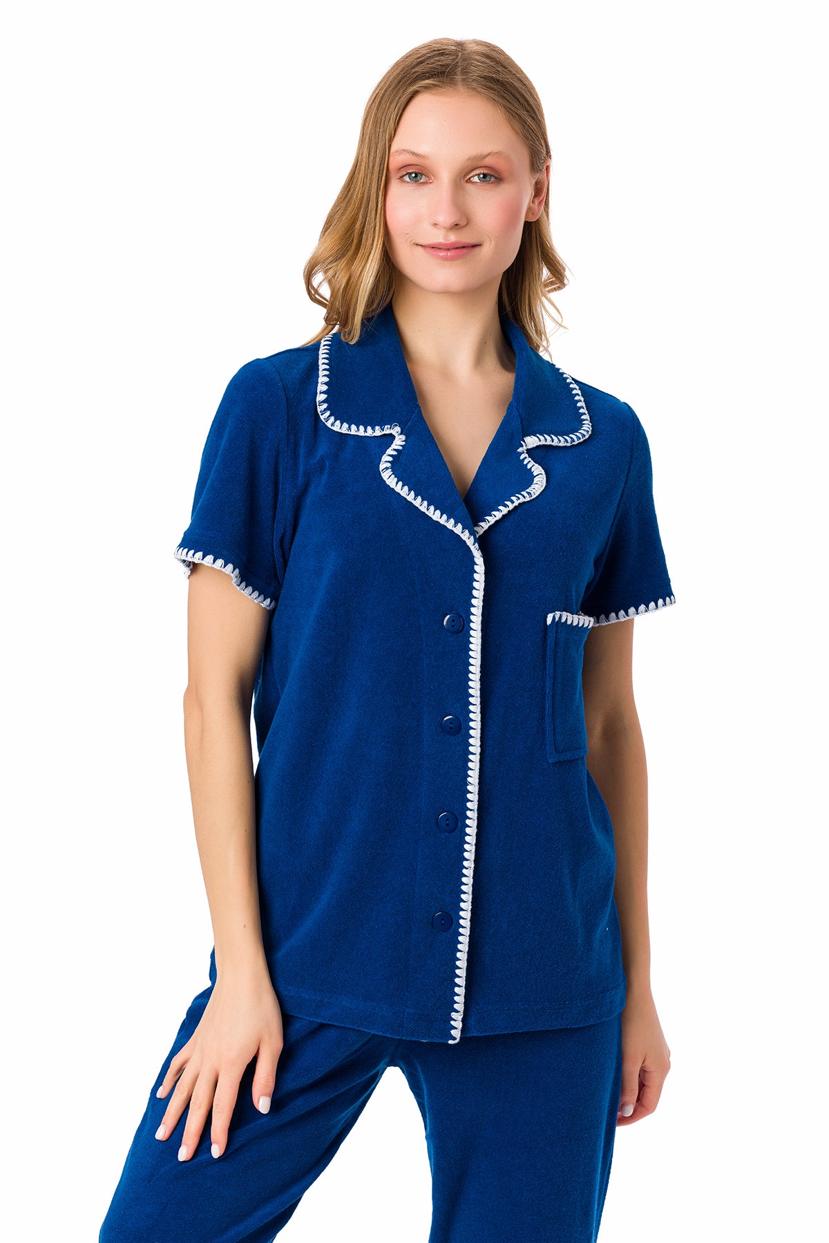 Suvi NYC women's 3-piece short-pants and jacket pajama set . Terry Cotton