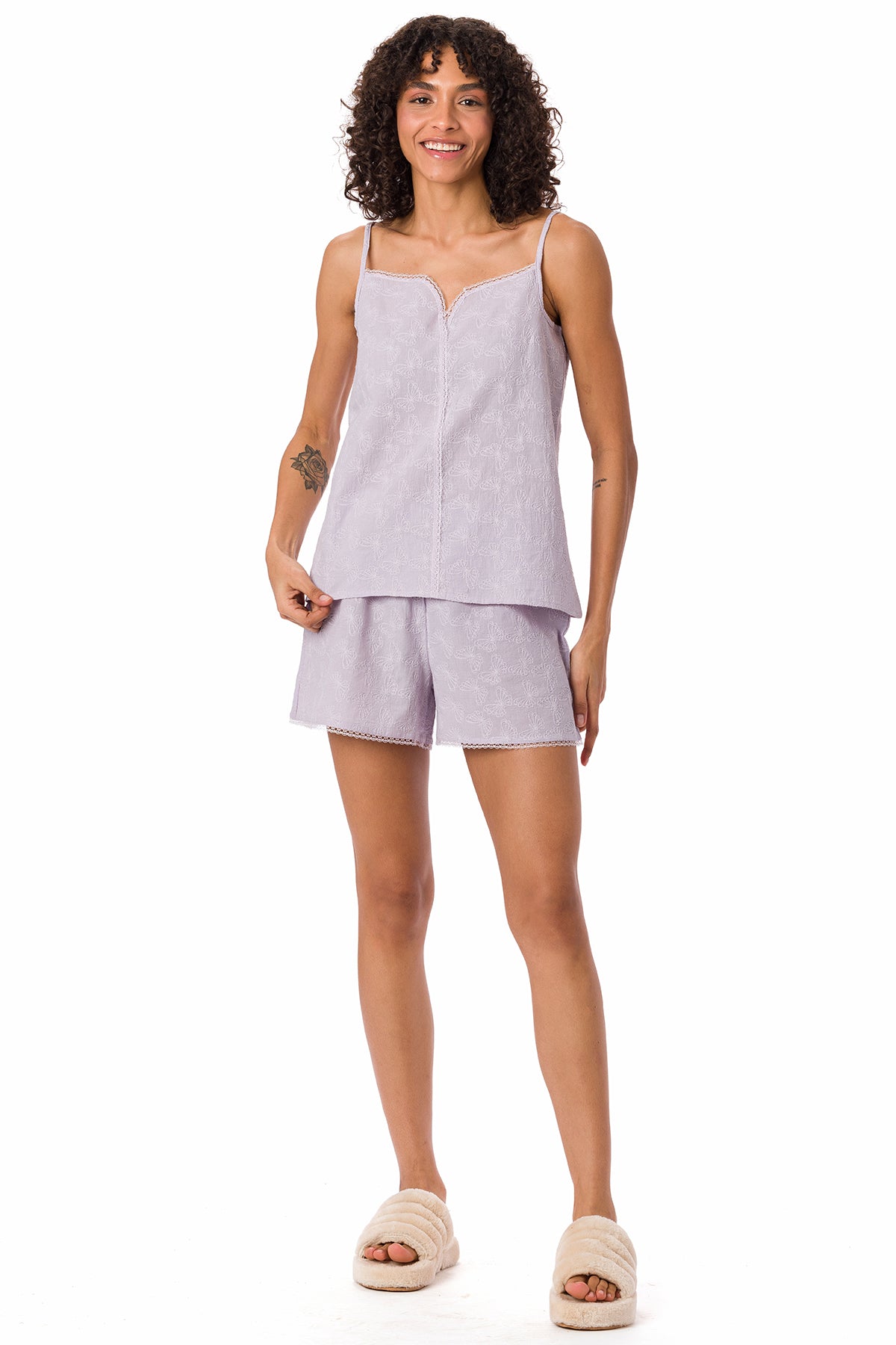 Suvi NYC women's 2-piece short pajama set Strap top and shorts 100% Cotton