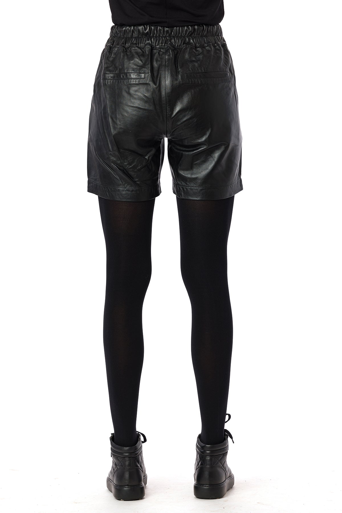 Suvi NYC Women's high waist real lambskin leather shorts.100 % quality Turkish leather. Luxurious, high-end, trendy, stylish.