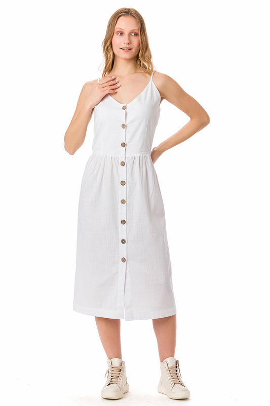 Suvi NYC women's botton-up strap dress 100% quality Turkish cotton preferred for summer.