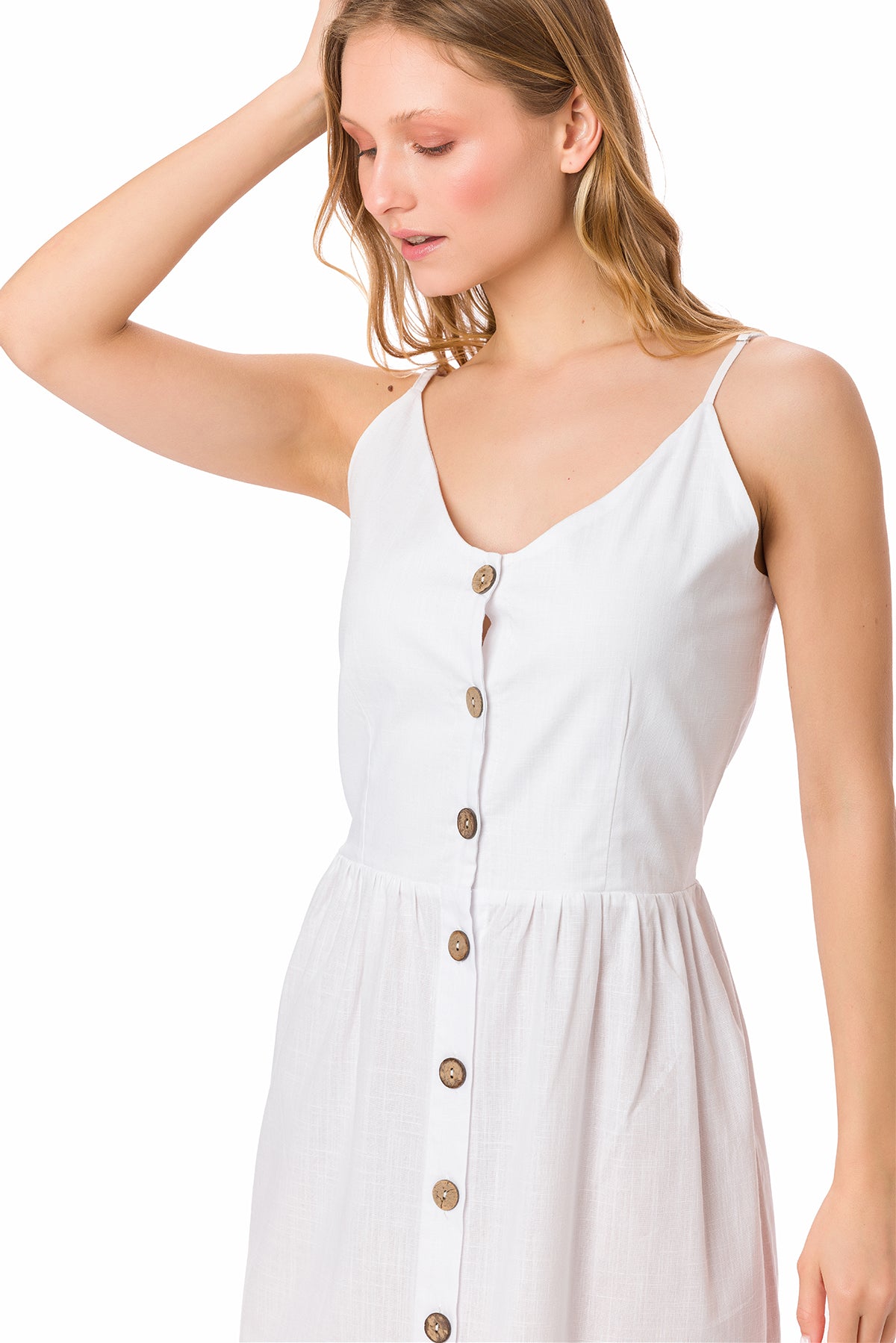 Suvi NYC women's botton-up strap dress 100% quality Turkish cotton preferred for summer.
