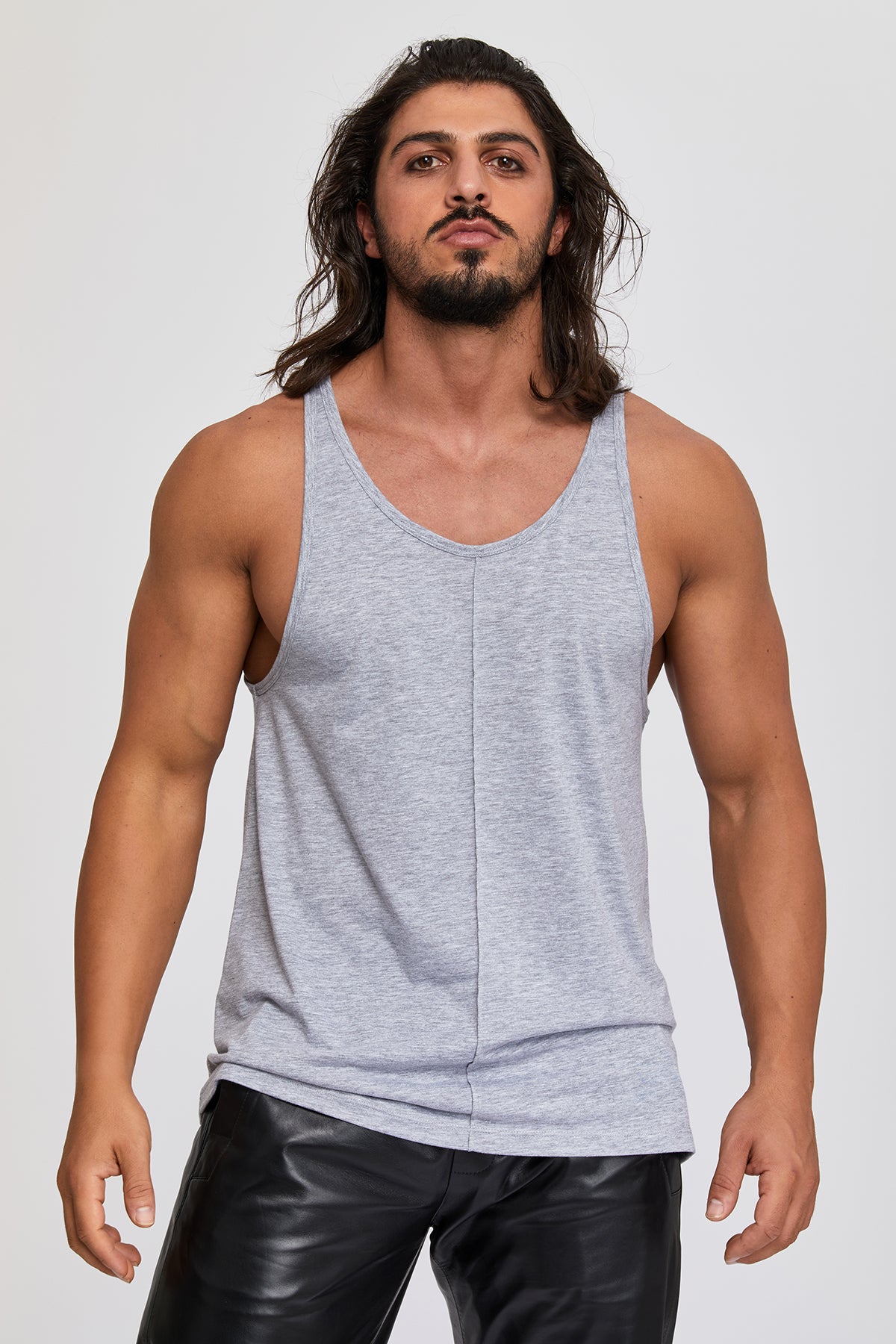 Men's tank tops. 100 % Turkish Pima cotton. Middle center front and middle center back pintuck preshrunk. Sports. Gym. Work Out. Yoga.
