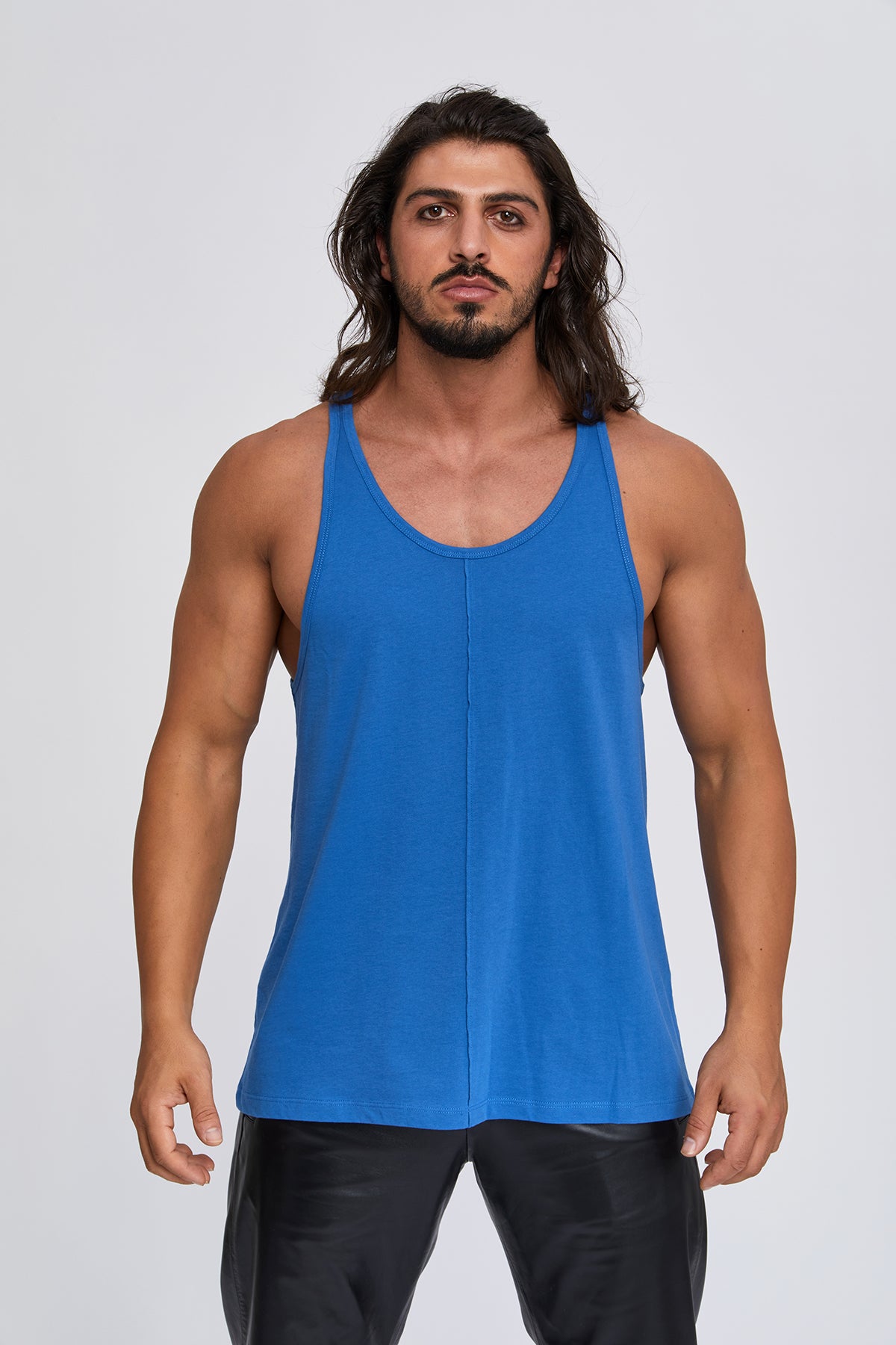 Men's tank tops. 100 % Turkish Pima cotton. Middle center front and middle center back pintuck preshrunk. Sports. Gym. Work Out. Yoga.