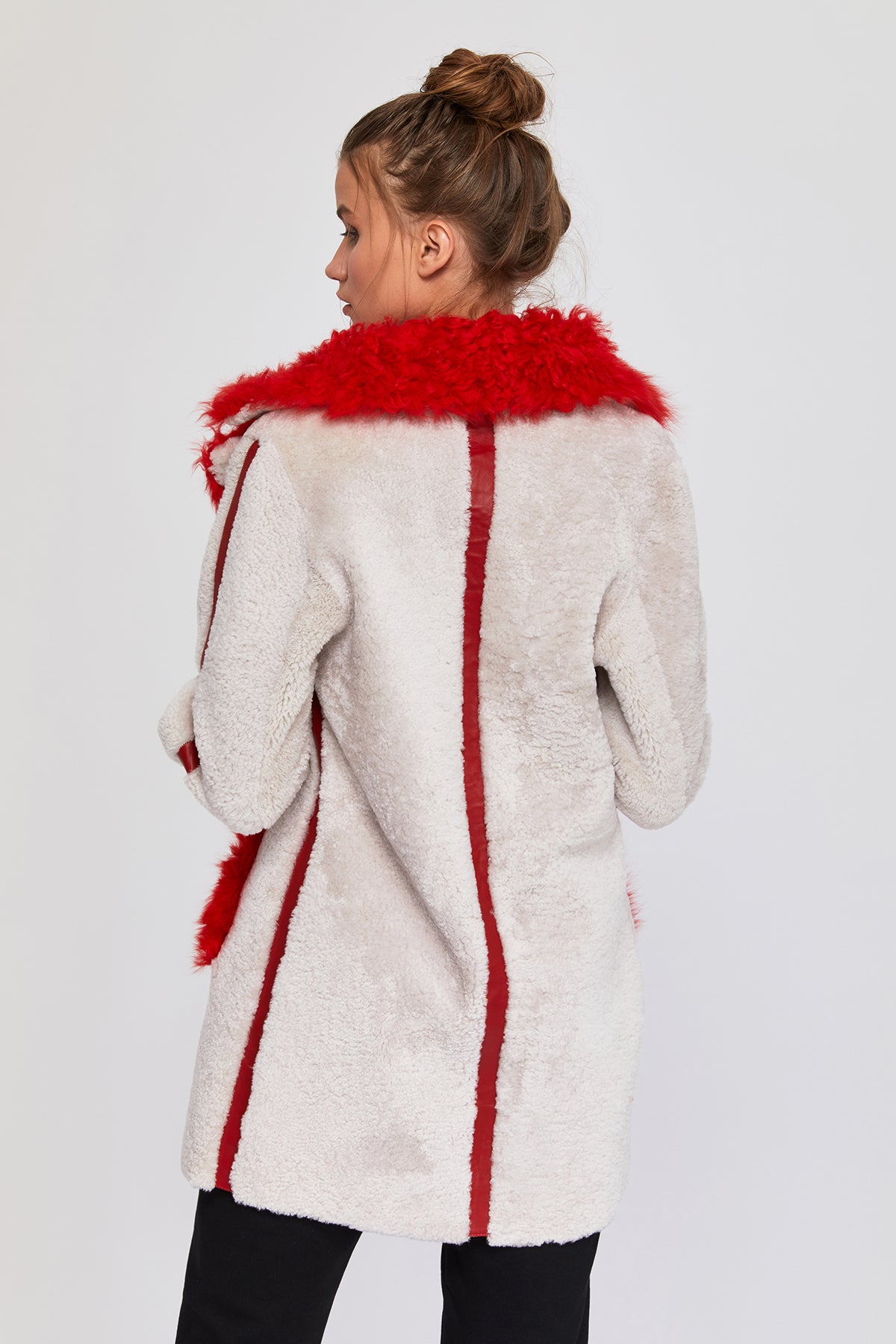 Women's Real Turkish Shearling Winter Coats Leather Stripe  Cold Weather Essentials. Luxurious. Trendy. High End shearlings.