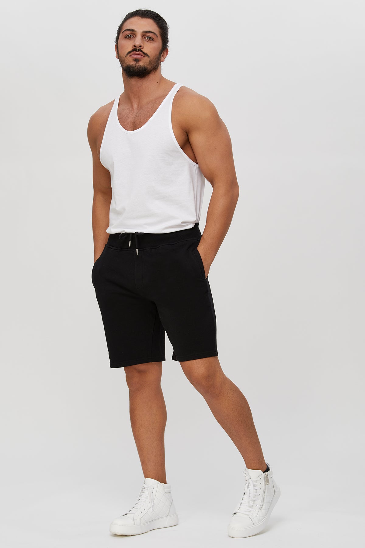 Men's sports shorts. 100 % Turkish Pima cotton. Preshrunk. Side Pockets. Drawstring elastic waist band.. Gym. Work Out. Yoga, Fitness.