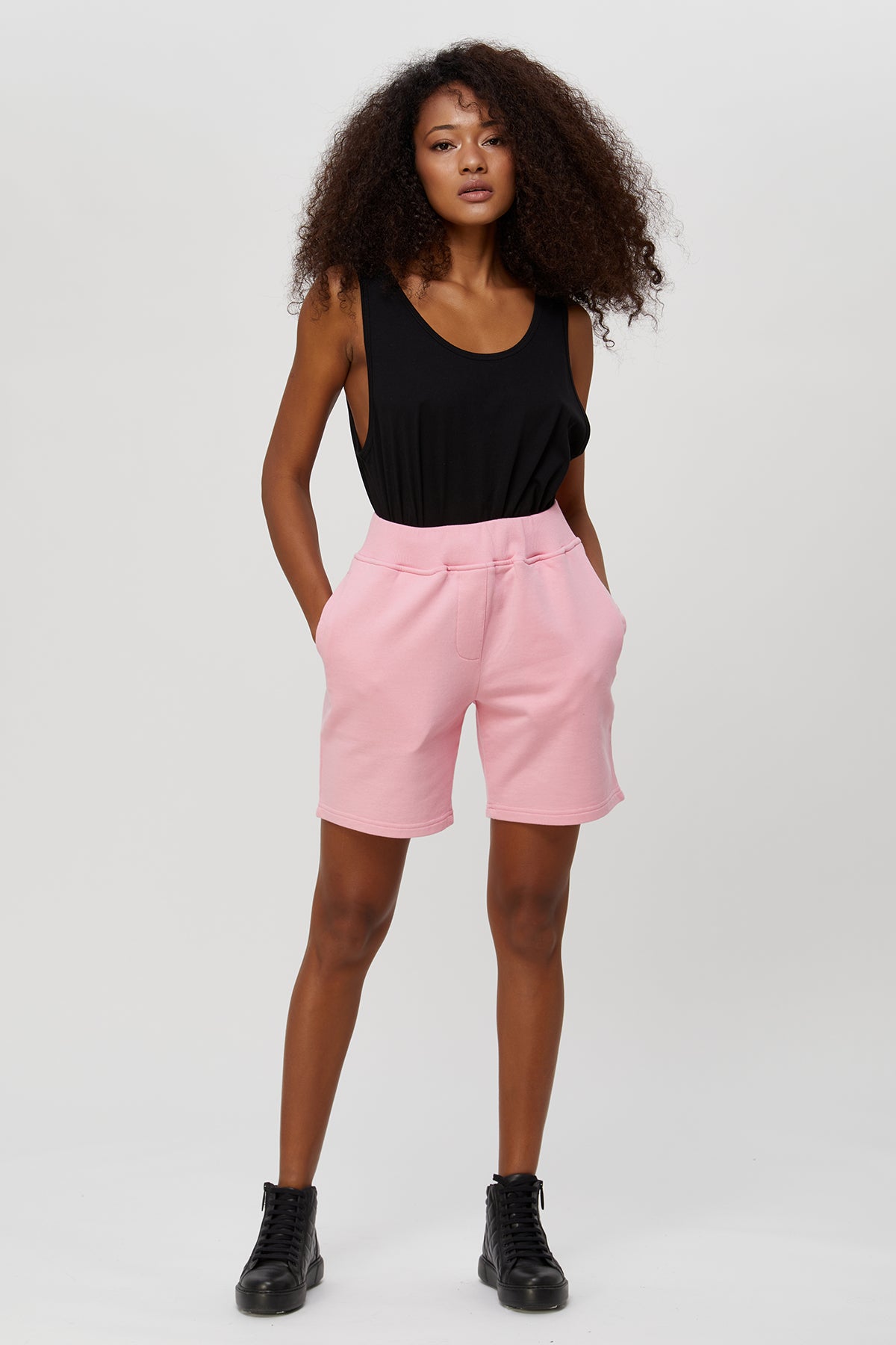 Women's sports shorts. 100 % Turkish Pima cotton. Preshrunk. Side Pockets. Drawstring elastic waist band.. Gym. Work Out. Yoga, Fitness.